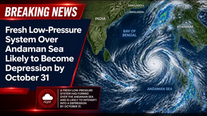 Fresh Low-Pressure System Over Andaman Sea Likely to Become Depression by October 31